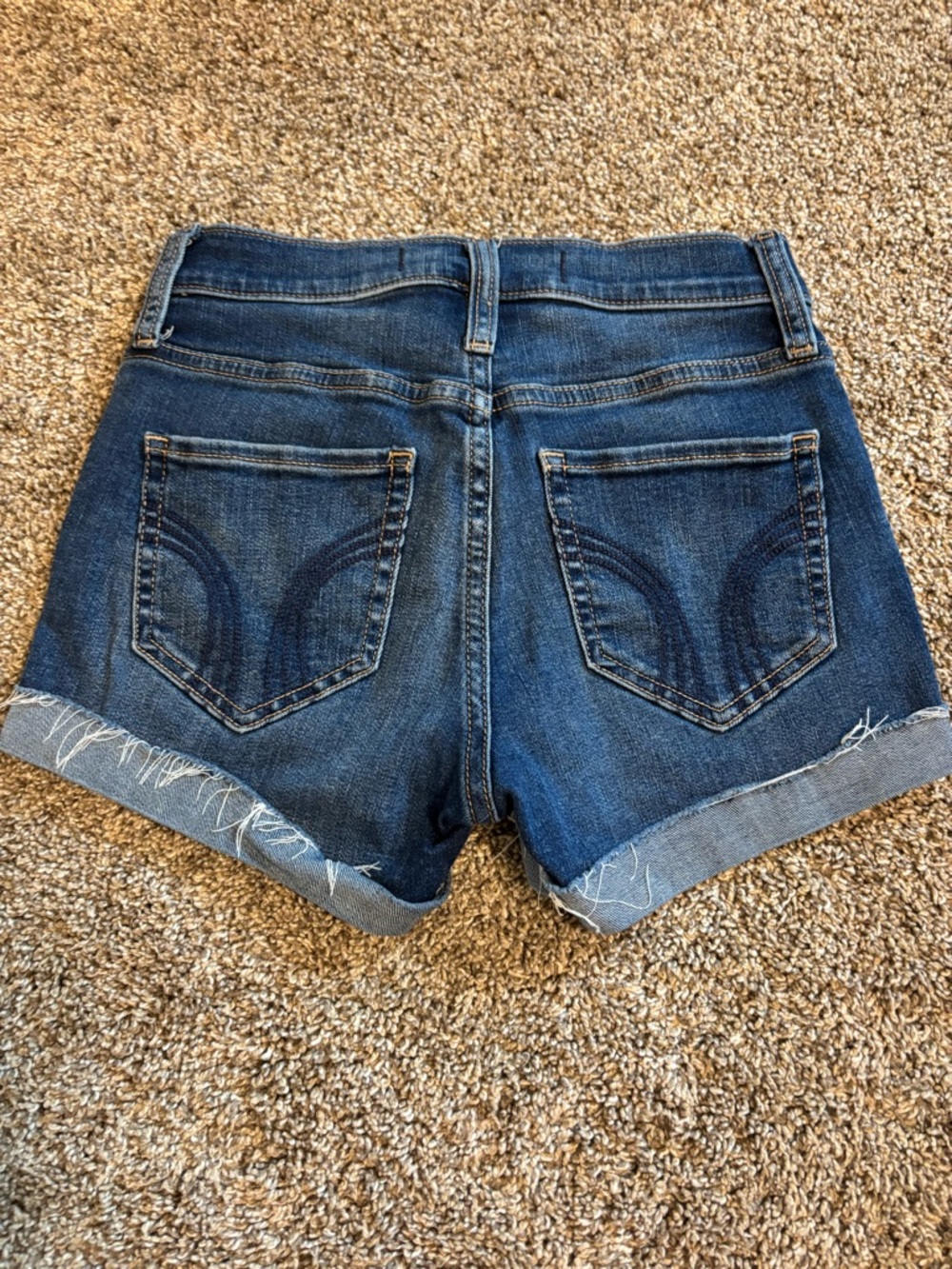 Hollister Women's Indigo Denim Frayed Hem Shorts